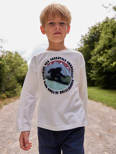 T-shirt garçon imprimé devant anthracite+écru 4 - vertbaudet enfant 