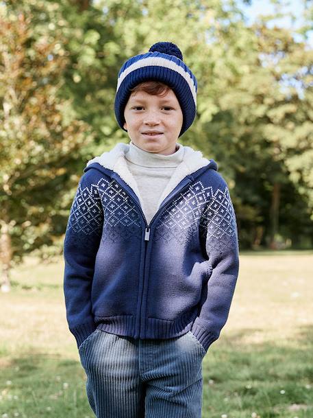 Gilet garçon à capuche doublé sherpa marine 1 - vertbaudet enfant 