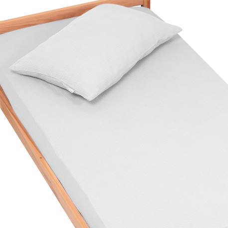 Drap housse uni en gaze de coton Beige+Blanc+Bleu+Camel+Écru+Gris+Terracotta+Vert de gris+Vert eucalyptus+Vieux rose 28 - vertbaudet enfant 