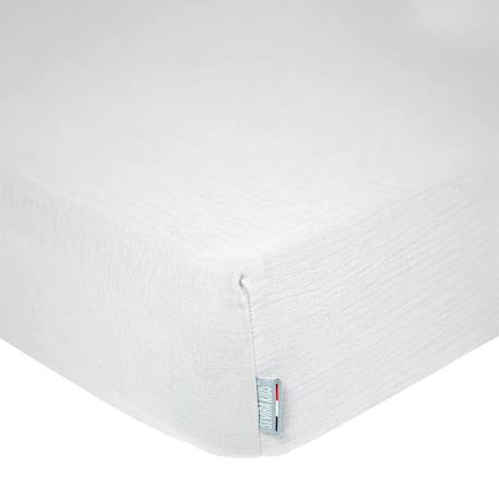 Drap housse uni en gaze de coton Beige+Blanc+Bleu+Camel+Écru+Gris+Terracotta+Vert de gris+Vert eucalyptus+Vieux rose 31 - vertbaudet enfant 