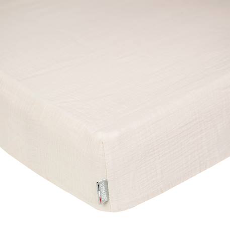 Drap housse uni en gaze de coton Beige+Blanc+Bleu+Camel+Écru+Gris+Terracotta+Vert de gris+Vert eucalyptus+Vieux rose 4 - vertbaudet enfant 