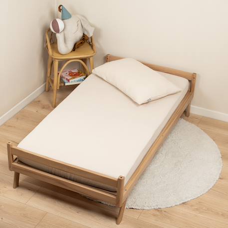 Drap housse uni en gaze de coton Beige+Blanc+Bleu+Camel+Écru+Gris+Terracotta+Vert de gris+Vert eucalyptus+Vieux rose 2 - vertbaudet enfant 