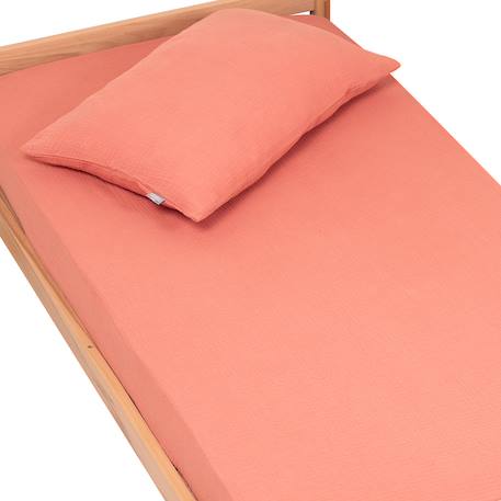 Drap housse uni en gaze de coton Beige+Blanc+Bleu+Camel+Écru+Gris+Terracotta+Vert de gris+Vert eucalyptus+Vieux rose 34 - vertbaudet enfant 