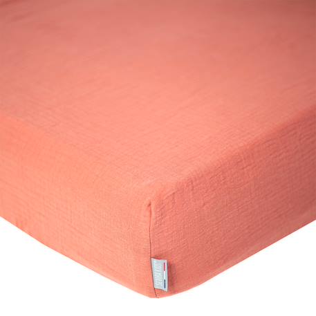 Drap housse uni en gaze de coton Beige+Blanc+Bleu+Camel+Écru+Gris+Terracotta+Vert de gris+Vert eucalyptus+Vieux rose 37 - vertbaudet enfant 