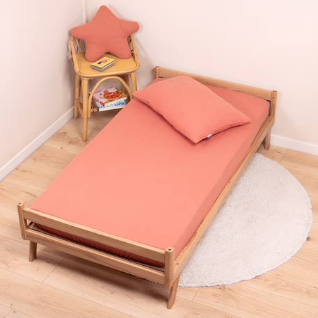 Drap housse uni en gaze de coton Beige+Blanc+Bleu+Camel+Écru+Gris+Terracotta+Vert de gris+Vert eucalyptus+Vieux rose 35 - vertbaudet enfant 