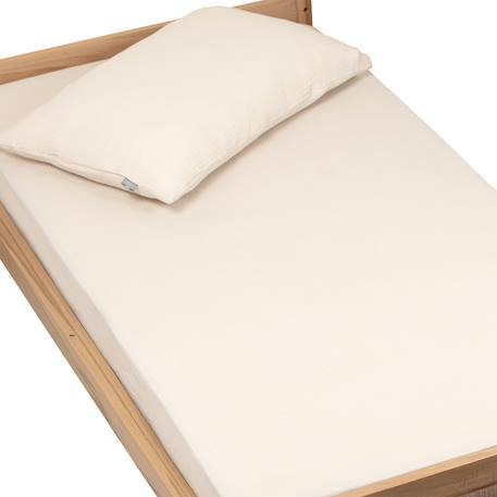 Drap housse uni en gaze de coton Beige+Blanc+Bleu+Camel+Écru+Gris+Terracotta+Vert de gris+Vert eucalyptus+Vieux rose 1 - vertbaudet enfant 