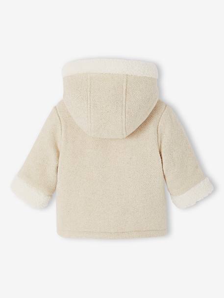 Manteau bébé en drap de laine irisé avec doublure en fausse fourrure beige chiné 3 - vertbaudet enfant 