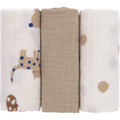 Lot de 3 langes little mateys bleu roi (60 x 60 cm)  - vertbaudet enfant
