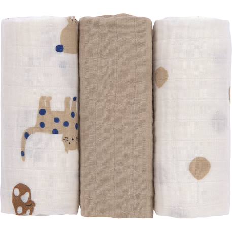 Lot de 3 langes little mateys bleu roi (60 x 60 cm) Multicolore 1 - vertbaudet enfant 
