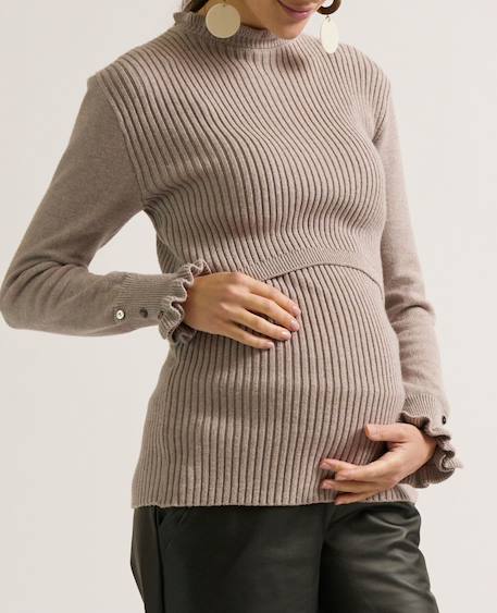 Pull de grossesse et allaitement dorothée Ivoire+Taupe 7 - vertbaudet enfant 