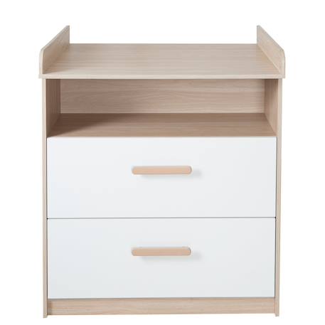 Commode à langer 2 tiroirs 1 niche CABANE Blanc - chêne 3 - vertbaudet enfant 