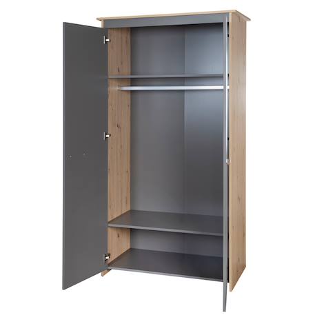 Armoire 2 portes battantes anna Anthracite - chêne kent 4 - vertbaudet enfant 