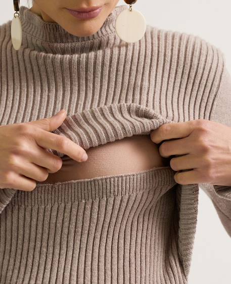 Pull de grossesse et allaitement dorothée Ivoire+Taupe 12 - vertbaudet enfant 
