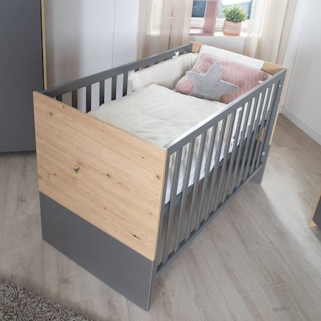Lit bébé 2en1 cododo et lit indépendant anna Anthracite - chêne kent 6 - vertbaudet enfant 