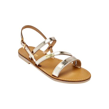 Sandales en cuir  à brides Noir+Or+Tan 7 - vertbaudet enfant 