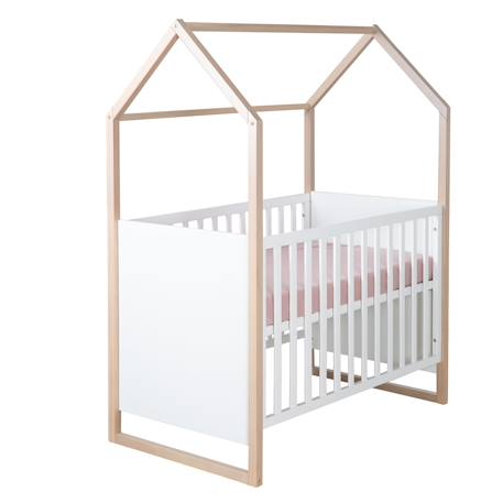 Lit bébé 2en1 cododo et lit indépendant cabane Blanc - chêne 1 - vertbaudet enfant 