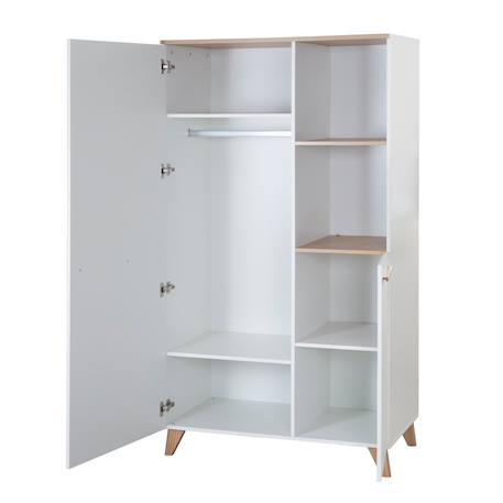 Armoire 2 portes battantes 2 niches leon Blanc - chêne othello 4 - vertbaudet enfant 