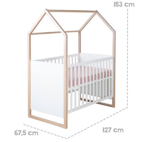 Lit bébé 2en1 cododo et lit indépendant cabane Blanc - chêne 4 - vertbaudet enfant 
