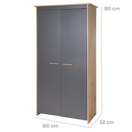 Armoire 2 portes battantes anna Anthracite - chêne kent 5 - vertbaudet enfant 