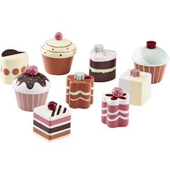 Jouet-Jeux d'imitation-Gâteaux en bois bistro (9 pièces)
