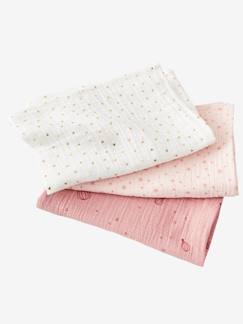 Blush et poudre de rose-Puériculture-Matelas, accessoires de lange-Lot de 3 langes personnalisables en gaze de coton