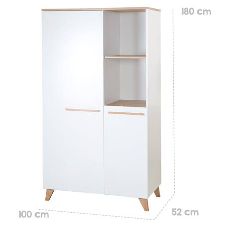 Armoire 2 portes battantes 2 niches leon Blanc - chêne othello 5 - vertbaudet enfant 