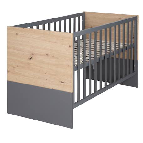 Lit bébé 2en1 cododo et lit indépendant anna Anthracite - chêne kent 1 - vertbaudet enfant 
