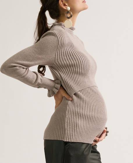 Pull de grossesse et allaitement dorothée Ivoire+Taupe 9 - vertbaudet enfant 