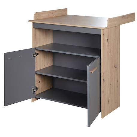 Commode à langer 2 portes 1 niche ANNA Anthracite - chêne kent 4 - vertbaudet enfant 