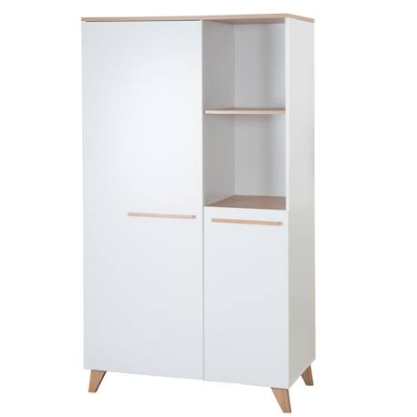 Armoire 2 portes battantes 2 niches leon Blanc - chêne othello 1 - vertbaudet enfant 