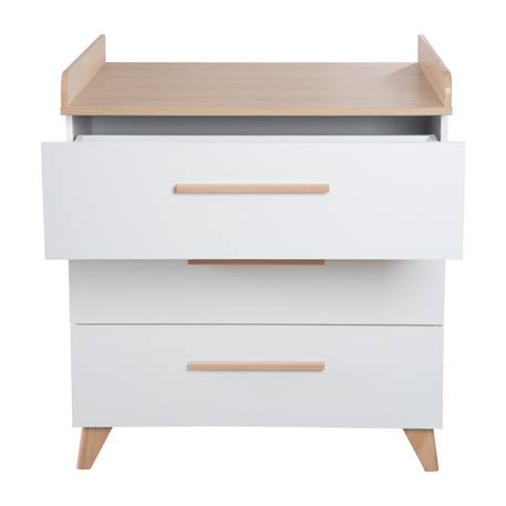 Commode à langer 3 tiroirs LEON Blanc - chêne othello 3 - vertbaudet enfant 