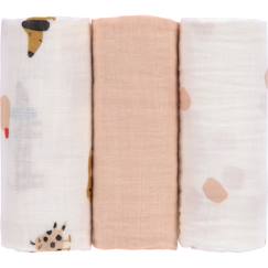 Puériculture-Lot de 3 langes little mateys orange épicé (60 x 60 cm)