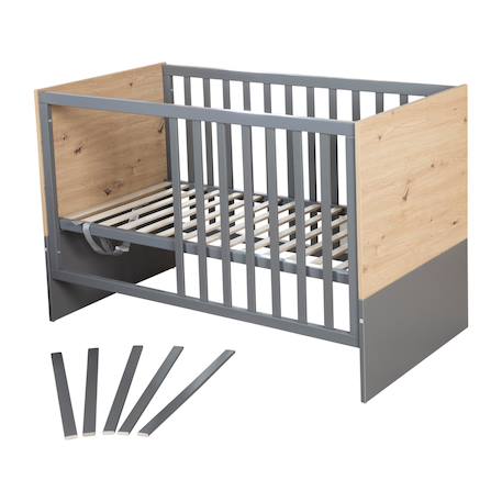 Lit bébé 2en1 cododo et lit indépendant anna Anthracite - chêne kent 3 - vertbaudet enfant 