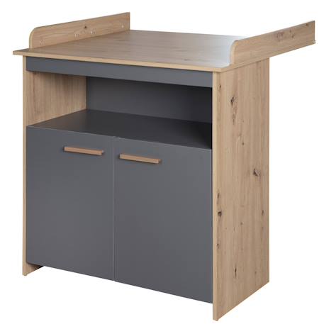 Commode à langer 2 portes 1 niche ANNA Anthracite - chêne kent 1 - vertbaudet enfant 