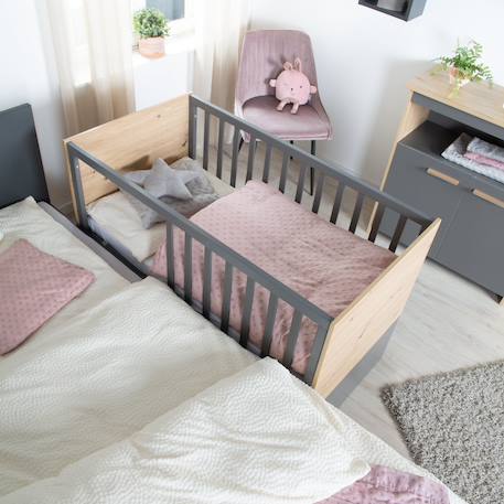 Chambre bébé évolutive 2 pièces avec soft-close ANNA Anthracite - chêne kent 6 - vertbaudet enfant 