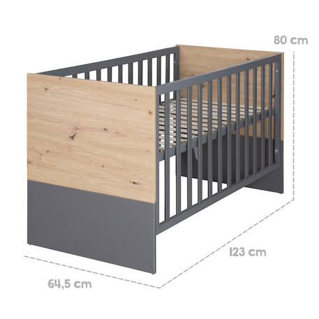 Lit bébé 2en1 cododo et lit indépendant anna Anthracite - chêne kent 4 - vertbaudet enfant 