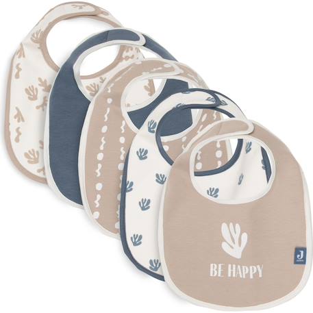 Lot de 5 bavoirs imperméables Beige, bleu, blanc+Ecru, beige, noir 1 - vertbaudet enfant 