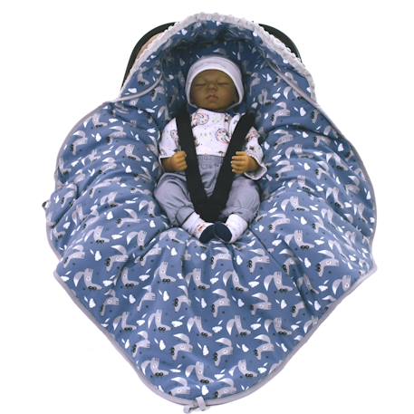 Chancelière couverture enveloppante nid d'ange bébé réversible Bleu, loup 6 - vertbaudet enfant 