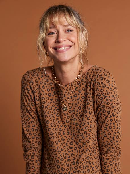 T-shirt léopard grossesse beige 1 - vertbaudet enfant 