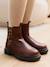 Boots enfant fille synthétique zippées et élastiquées marine+marron 8 - vertbaudet enfant 