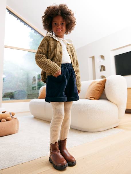 Boots enfant fille synthétique zippées et élastiquées marine+marron 12 - vertbaudet enfant 
