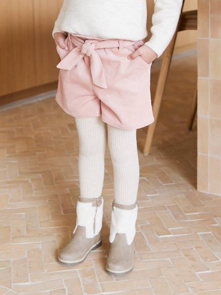 Short en velours fille style paperbag rose poudré 6 - vertbaudet enfant 
