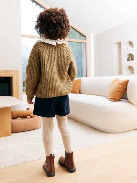 Short en velours poches coeur fille facile à enfiler marine+vieux rose 6 - vertbaudet enfant 