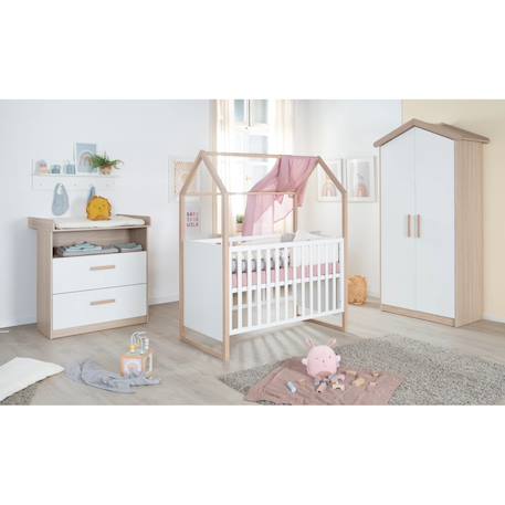Chambre bébé évolutive complète avec soft-close CABANE Blanc - chêne 2 - vertbaudet enfant 