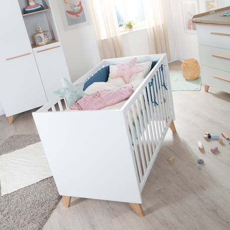 Chambre bébé évolutive complète avec soft-close LEON Blanc - chêne othello 6 - vertbaudet enfant 