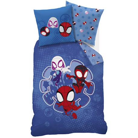 Parure de lit imprimée 100% coton, spidey little Bleu 3 - vertbaudet enfant 