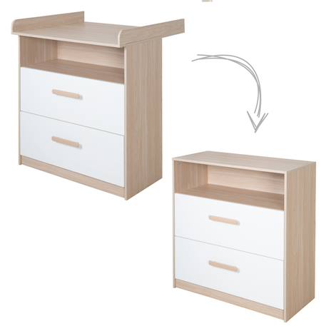 Chambre bébé évolutive complète avec soft-close CABANE Blanc - chêne 4 - vertbaudet enfant 