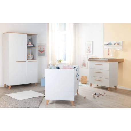 Chambre bébé évolutive complète avec soft-close LEON Blanc - chêne othello 2 - vertbaudet enfant 