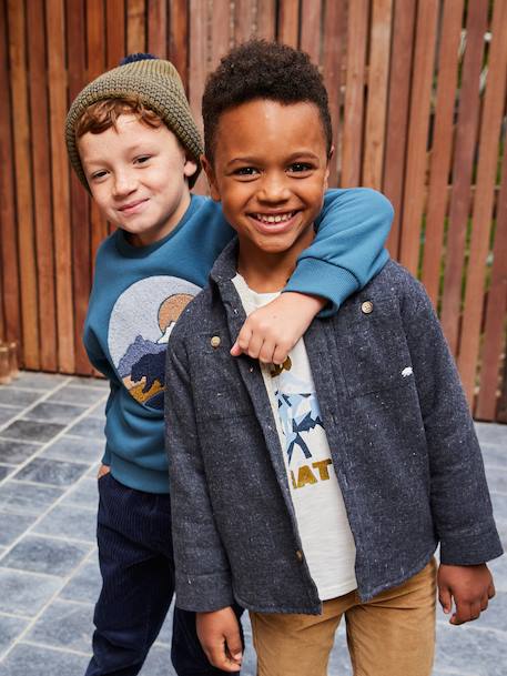 Chemise en flanelle doublée garçon gris chiné 1 - vertbaudet enfant 