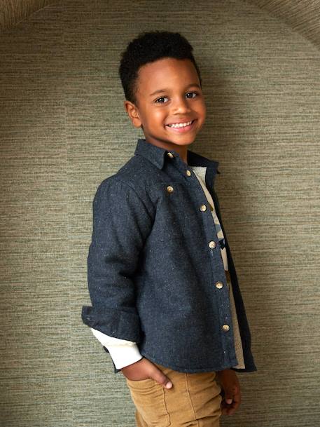 Chemise en flanelle doublée garçon gris chiné 2 - vertbaudet enfant 